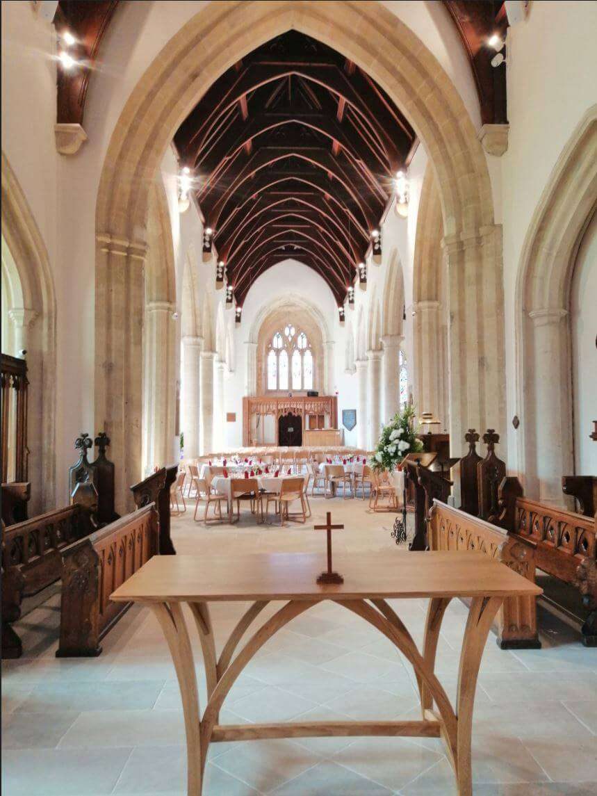 Reordered church chancel with new oak altar