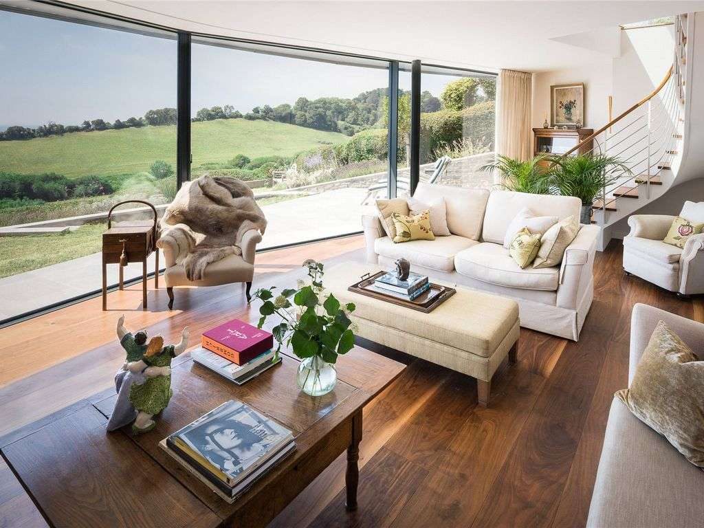 Renovated drawing room with countryside views